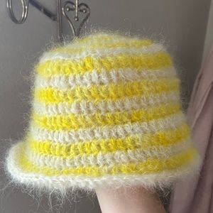 Hand crochet mohair bucket hat